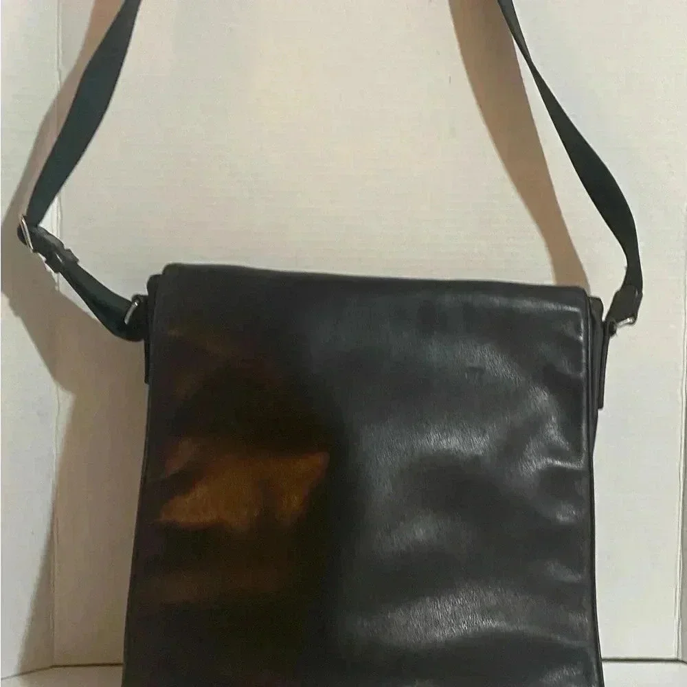 Coach vintage unisex black leather crossbody bag